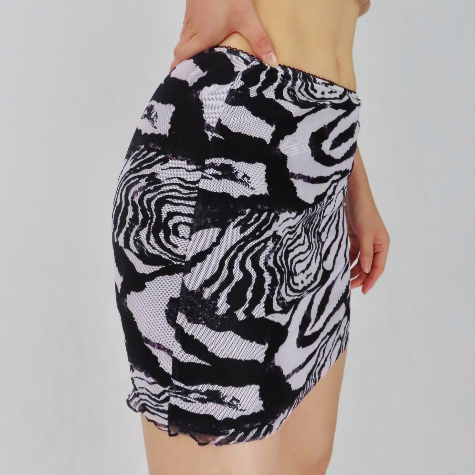 Y2K Animal Print Mesh Mini Skirt Rainbow Aesthetic