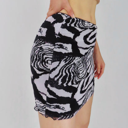 Y2K Animal Print Mesh Mini Skirt Rainbow Aesthetic