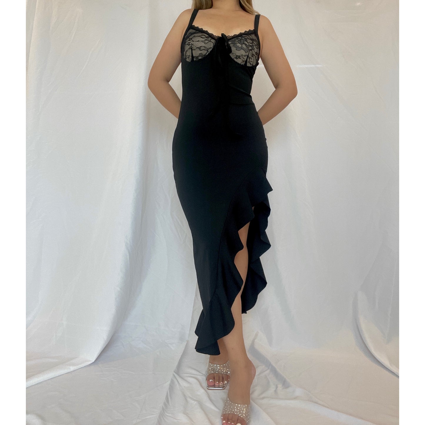 Suspender Lace Patchwork Sleeveless Maxi Dress