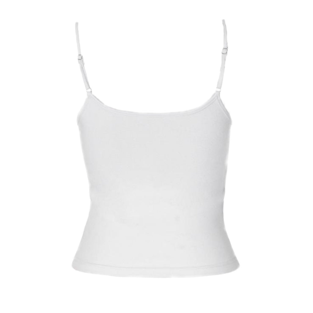 Y2K Rhinestone Butterfly Ribbed Cami Top White