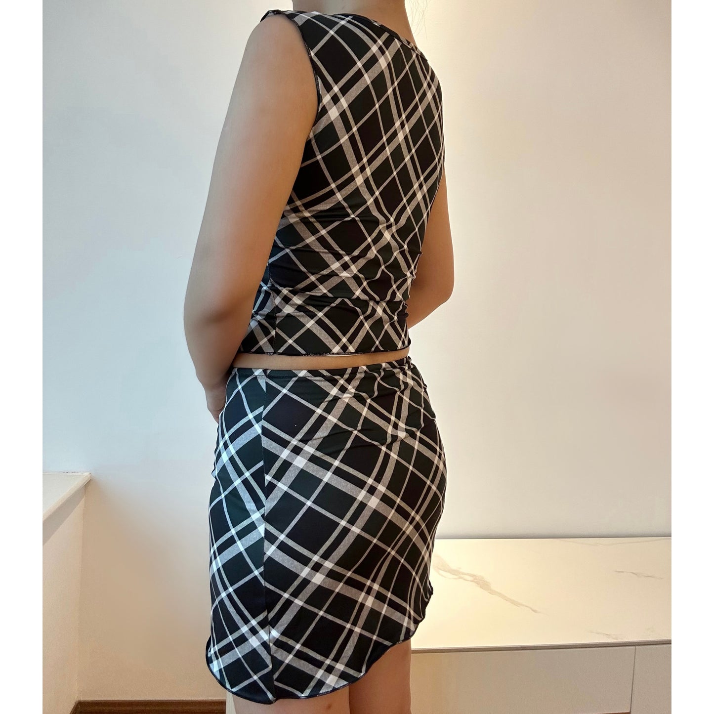 Y2K Argyle Cami Top & Mini Skirt Two Piece Set Dress | Rainbow Aesthetic
