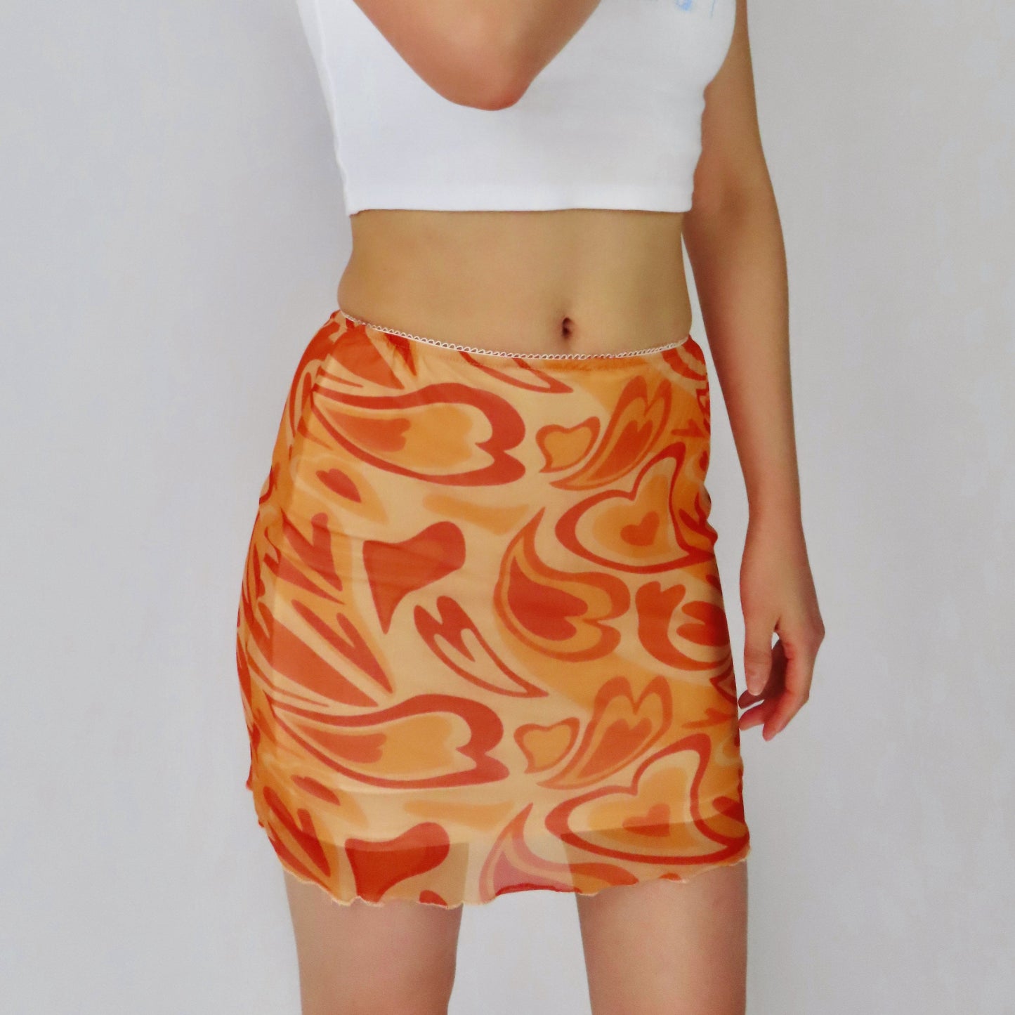 Y2K Printed Mesh Mini Skirt | Rainbow Aesthetic