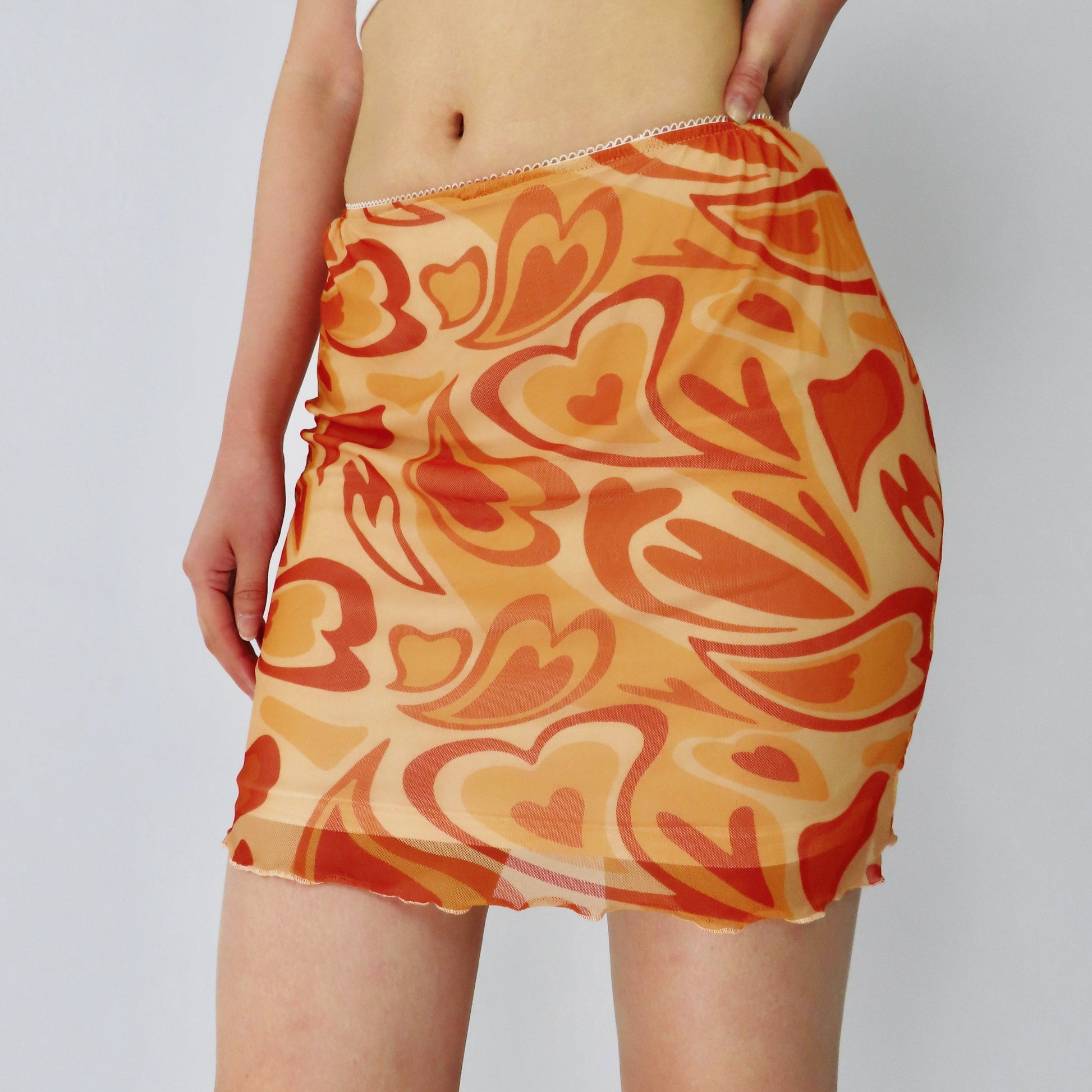 Y2K Printed Mesh Mini Skirt | Rainbow Aesthetic