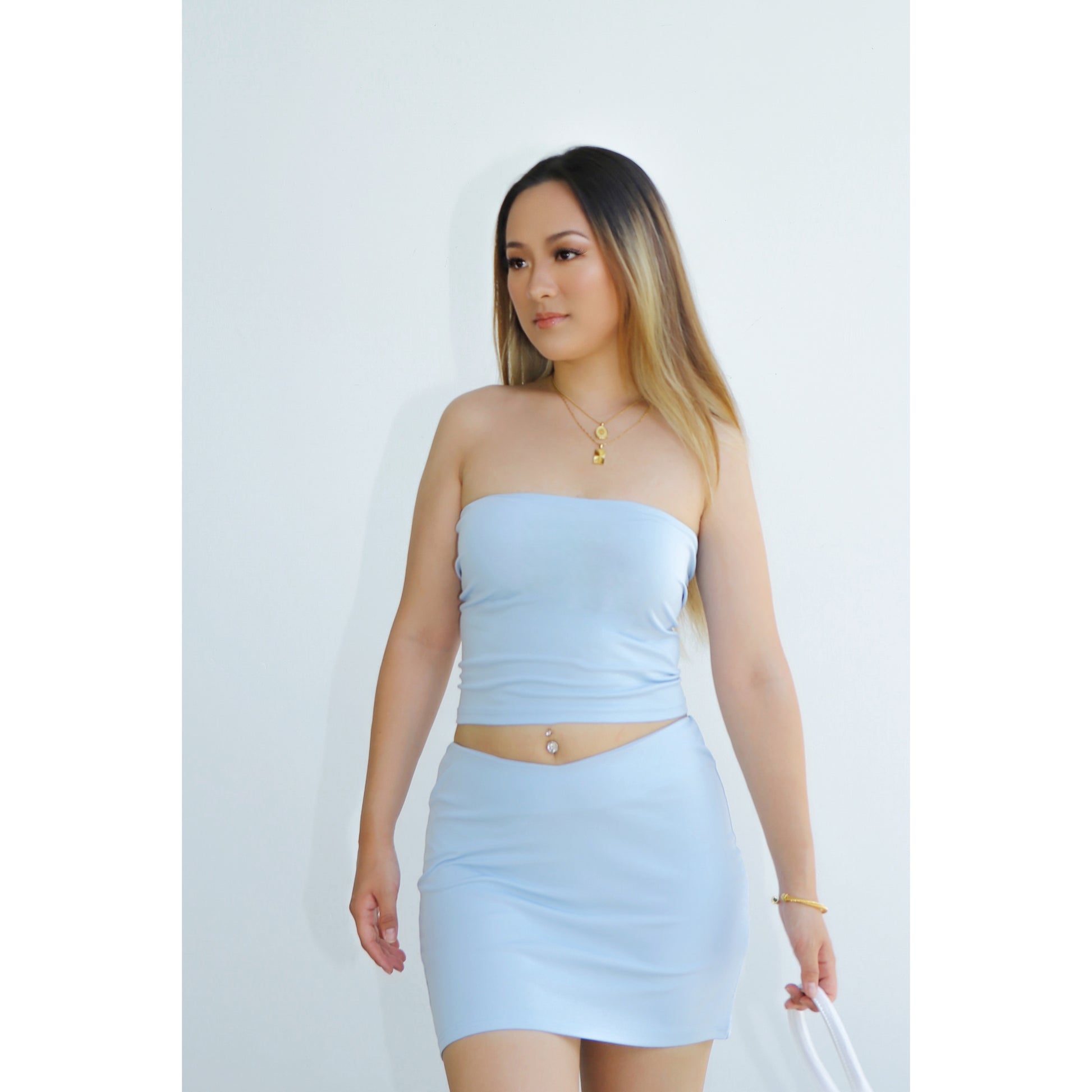 Crop Top & Mini Skirt Two Piece Set Baby Blue | Rainbow Aesthetic