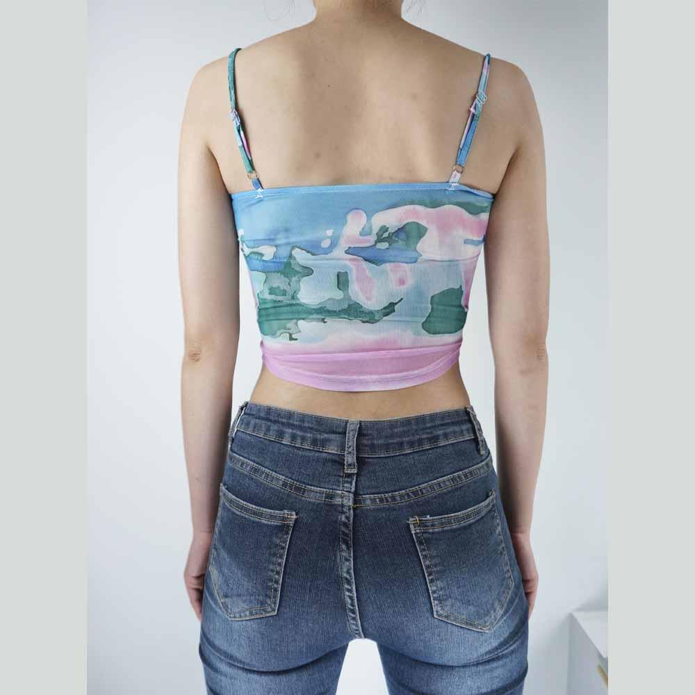 Summer Mesh Floral Cami Top Blue | Rainbow Aesthetic
