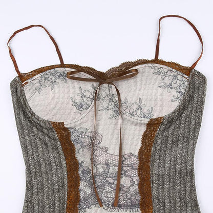 Lace Strapless Cami Top Brown | Rainbow Aesthetic