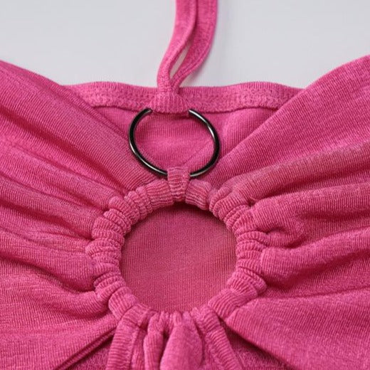 Barbiecore Haltered Cutout Mini Dress Pink