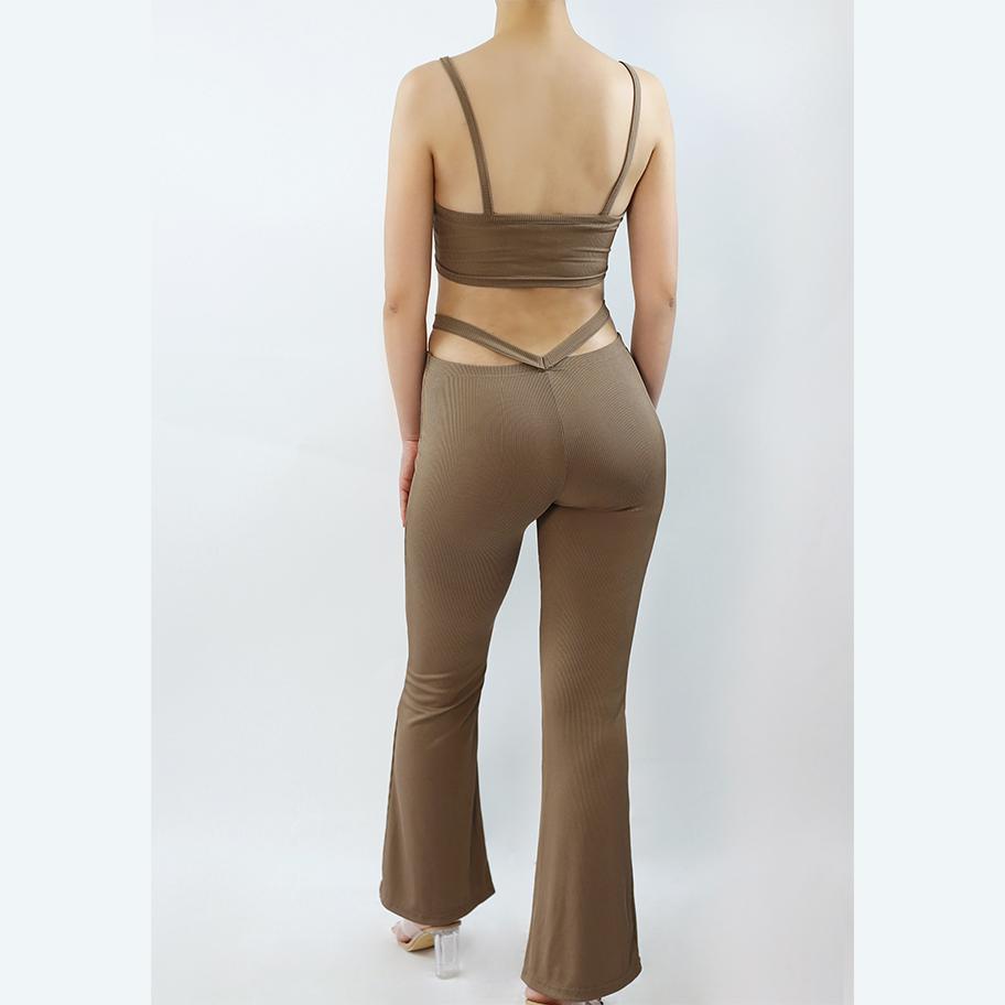 Sexy Solid Tie Low-Waisted Pants Set | Rainbow Aesthetic