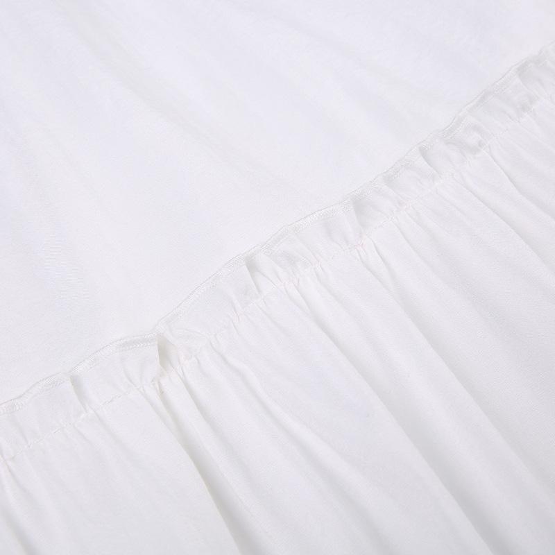 Boho Solid Ruffled Midi Skirt White