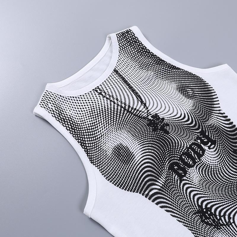 3D Body Print Sleeveless Tank Top White