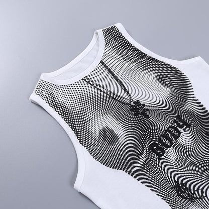 3D Body Print Sleeveless Tank Top White
