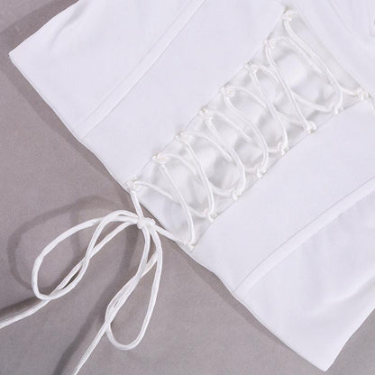Haltered Suspender Corset Top White | Rainbow Aesthetic