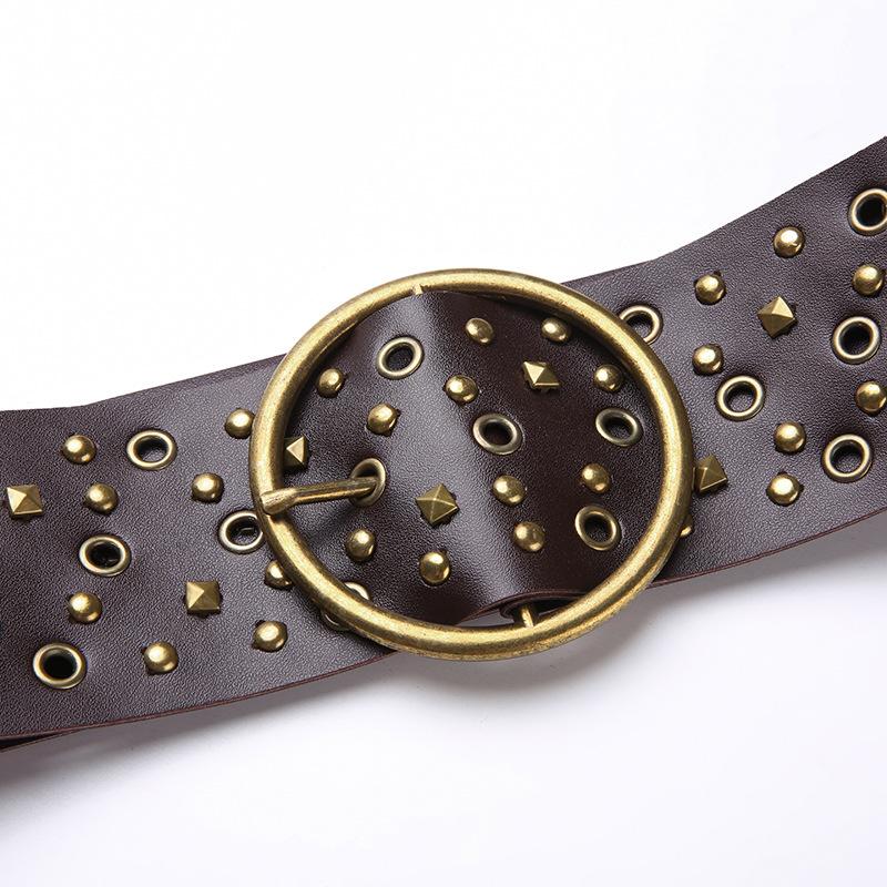 Vintage Rivet Ring PU Leather Belt