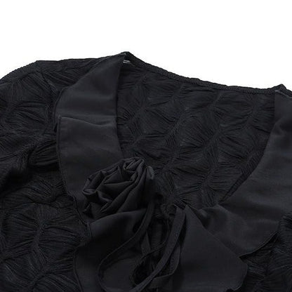 Flower Mesh Sheer Long Sleeve Top Black | Rainbow Aesthetic