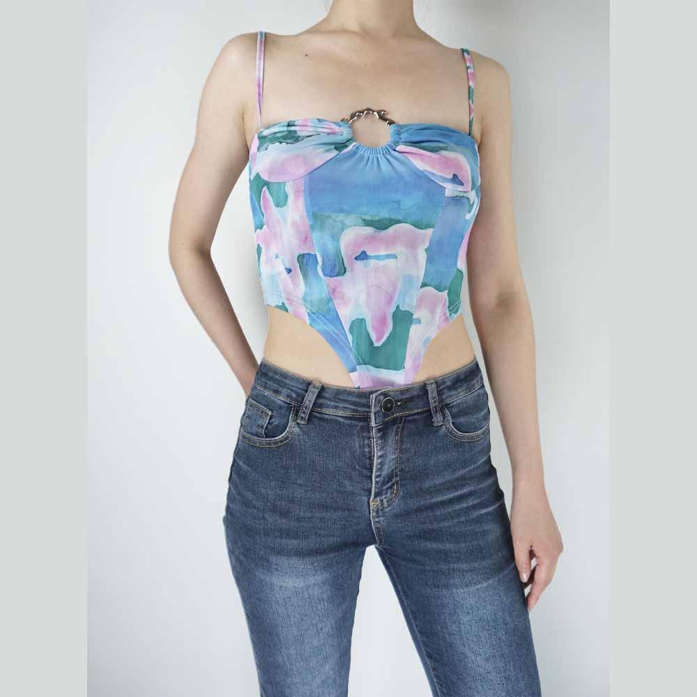 Summer Mesh Floral Cami Top Blue | Rainbow Aesthetic