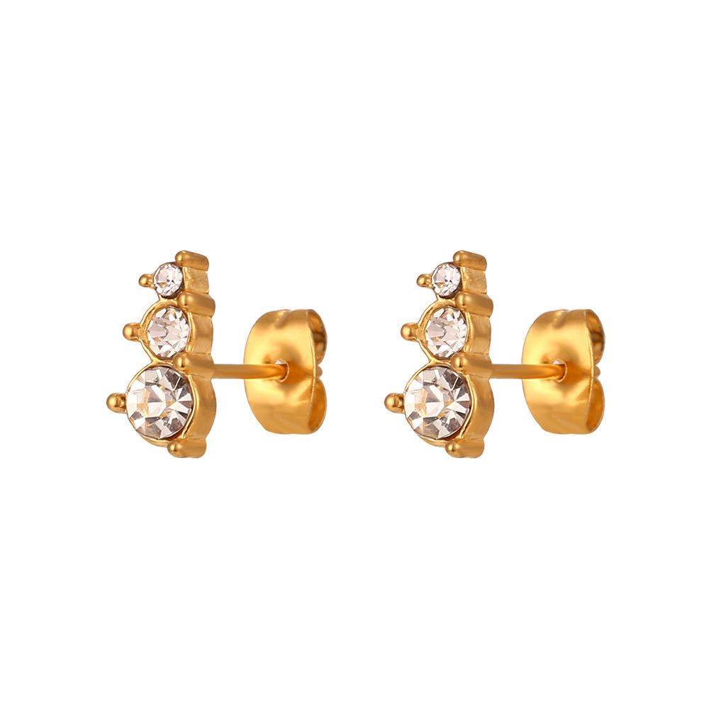 Minimalist Triple Rhinestone Geometric Stud Earrings