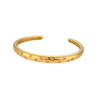 Open Cuff Rhinestone Bracelet Gold