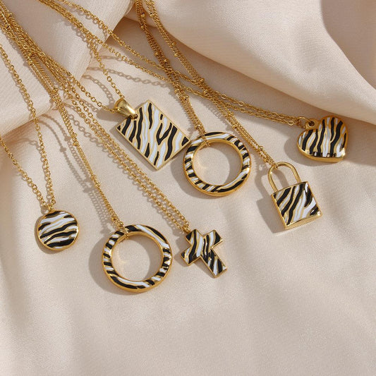 Zebra Print Pendant Necklace Choker