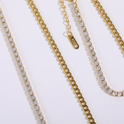 Minimalist Rhinestone Choker Necklace & Bracelet Set Gold