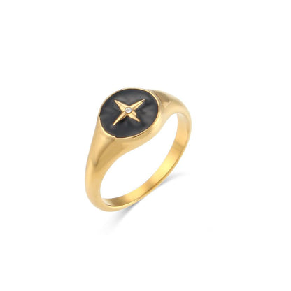 Y2K Star with Gemstone Statement Ring Gold