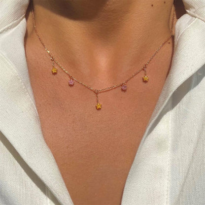 Minimalist Tiny Star Rhinestone Pendant Choker Necklace
