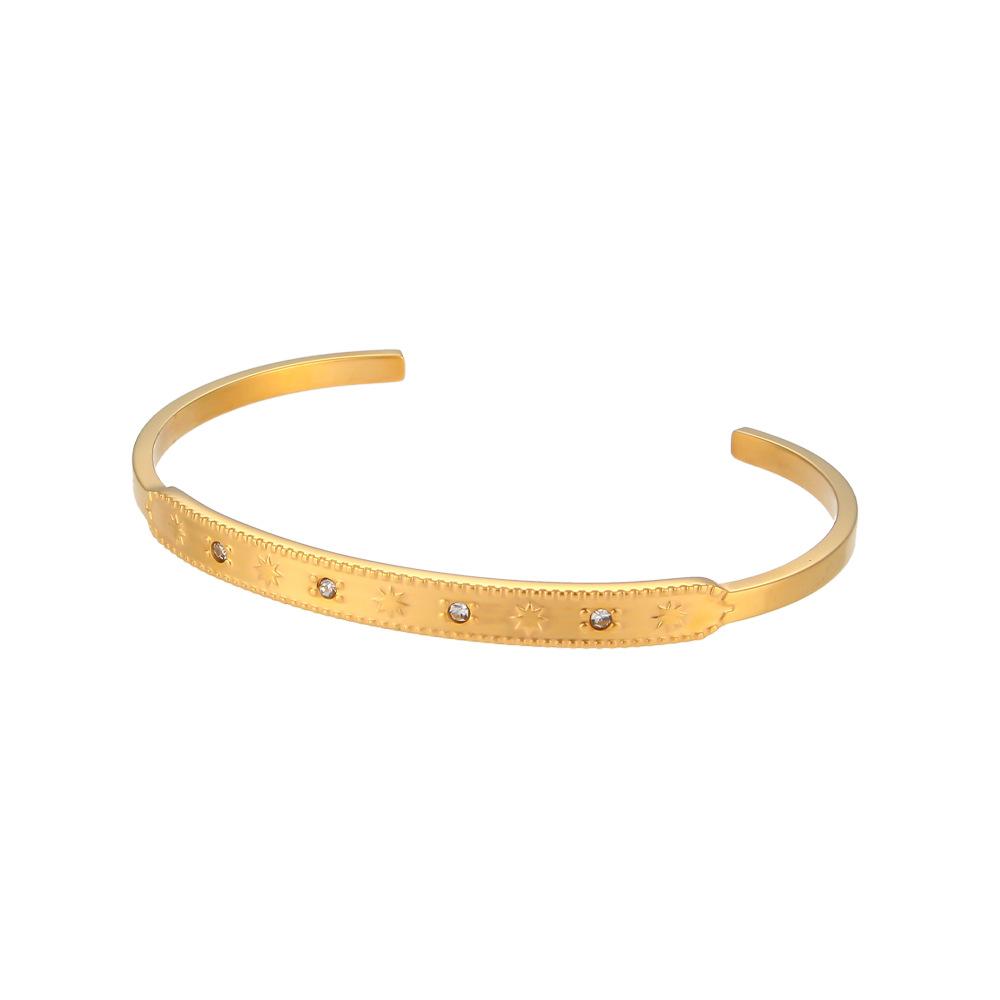 Open Cuff Rhinestone Bracelet Gold