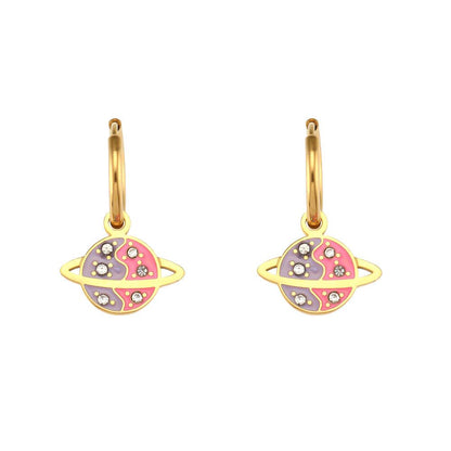 Y2K Cosmic Earrings & Choker Necklace Jewelry Set Gold
