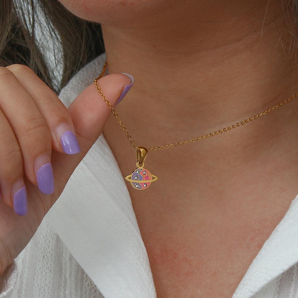 Y2K Cosmic Earrings & Choker Necklace Jewelry Set Gold