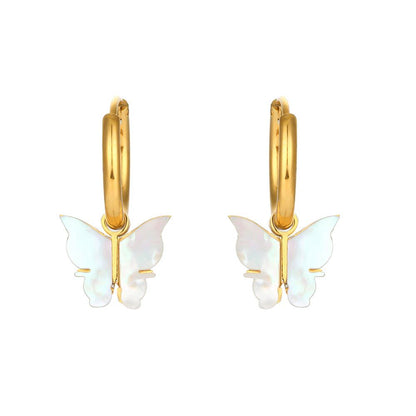 Y2K White Butterfly Hoop Huggie Earrings & Choker